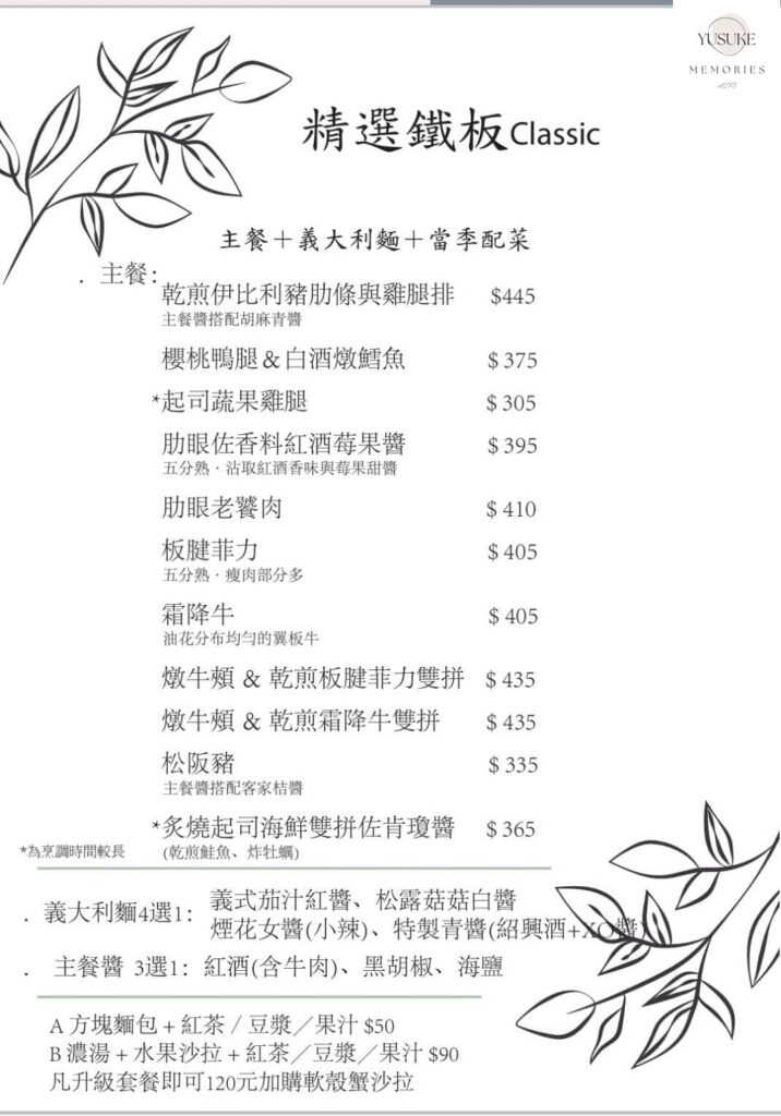 WPAPA Teppanyaki Brunch 早午餐鐵板料理菜單